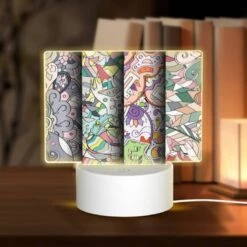 Rectangular Acrylic Night Light, Four Colorful And Artistic Designs Are Displayed In A Row.