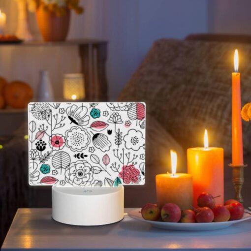 Rectangular Acrylic Night Light, A Colorful Floral Pattern With Pink -Acrylic Night Light Shop 2eb5e33ab40b9347a8567b5d9517576b77a7355f