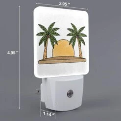 Night Light Set Of 2, A Drawing Of A Sun With Two Palm Trees On Either Side. 1 Night Light Set Of 2, A Drawing Of A Sun With Two Palm Trees On Either Side. -Acrylic Night Light Shop 2f1d314a9b88e5c52e55634e96f44c92ab24bbbf