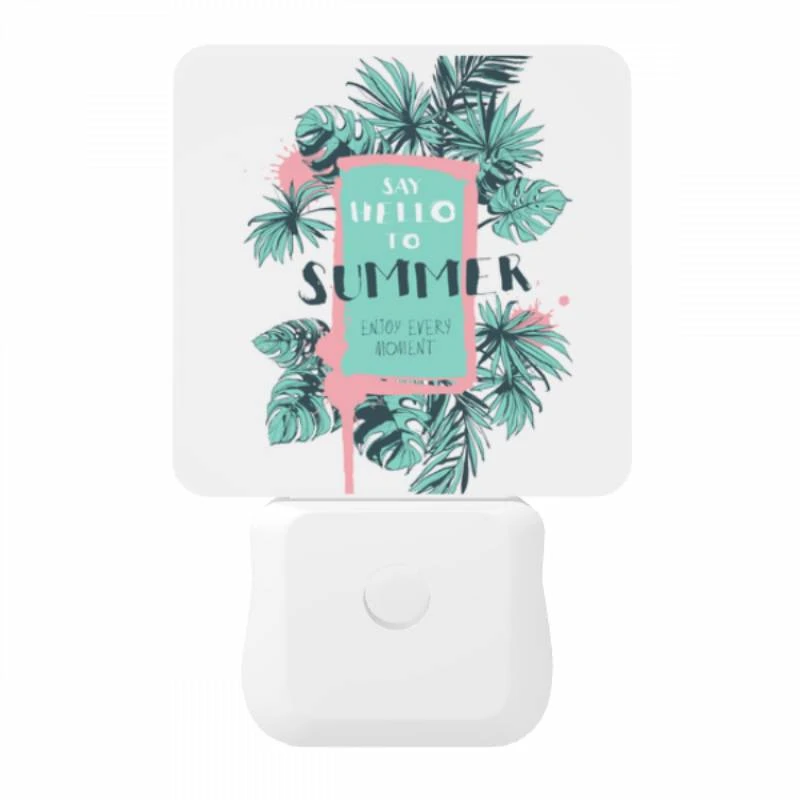 Night Light, A colorful poster that says "Say Hello to Summer" with a palm tree on it. Night Light, A Colorful Poster That Says "Say Hello To Summer" With A Palm Tree On It. -Acrylic Night Light Shop 2f7bfbc618dc6d24ebe7315818002b92ac733f96