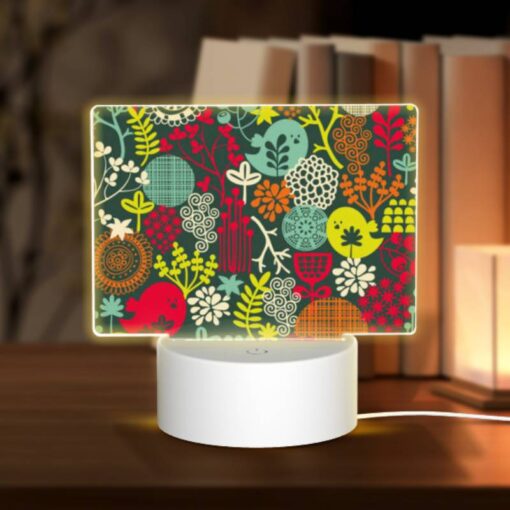 Rectangular Acrylic Night Light, A Colorful Floral Pattern With A Bird In The Middle. -Acrylic Night Light Shop 2fde09d1212a4a57edfb333af263f4fd2a111497