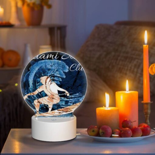 Round Acrylic Night Light, A Surfer Is Riding A Wave On A Surfboard. -Acrylic Night Light Shop 31089e608c4c30ac2a50b2e5b284a973b22c59c1