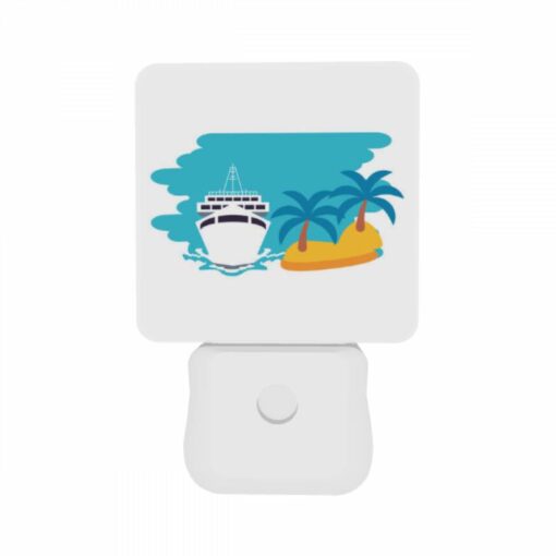 Night Light Set Of 2, A Boat Is Sailing In The Ocean Next To A Palm Tree. -Acrylic Night Light Shop 317378af787b72295ab34df97260e81b7c1c0d83