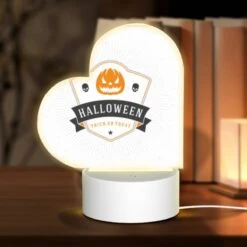 Love Acrylic Night Light, A Halloween Logo With A Skull And A Pumpkin.