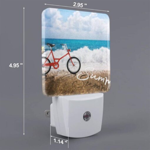 Night Light Set Of 2, A Red Bicycle Is Parked On The Beach. -Acrylic Night Light Shop 31c8b0d5ca588d66ceb34a97531d64d5e47b240e