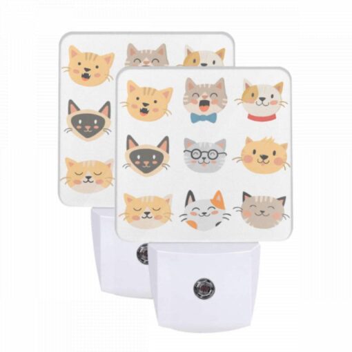 Night Light Set Of 2, A Collection Of Cat Icons With Different Expressions. -Acrylic Night Light Shop 3223a93bdd5e90413bdd2a9947883b3677bc6406