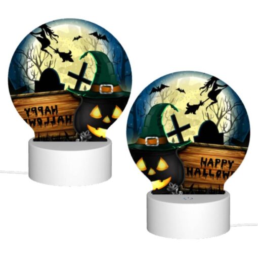 Round Acrylic Night Light, A Halloween Scene With A Pumpkin -Acrylic Night Light Shop 32369b99870b0e184365090cd49e720e43bd11df