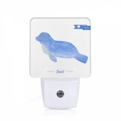 Night Light, A Blue Seal Is Shown In A Cartoon Style.