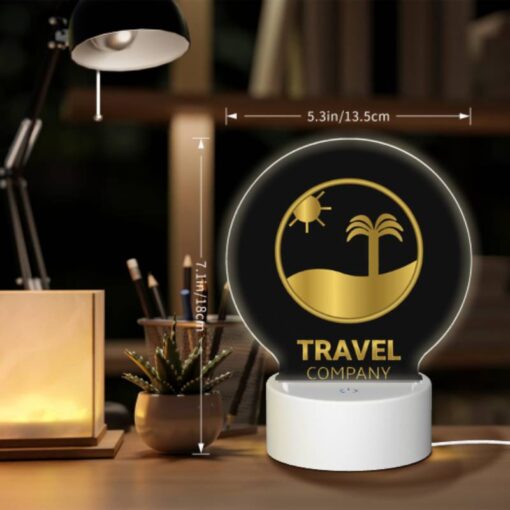 Round Acrylic Night Light, A Logo For A Travel Company. -Acrylic Night Light Shop 32b7cc308f75174c47dfb691c968841f74abea17