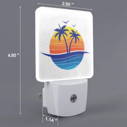 Night Light Set Of 2, A Blue And Orange Logo Of A Beach With Palm Trees. -Acrylic Night Light Shop 32f0613cafe1e9cd4160a4c482f7eee4b8f9c97d