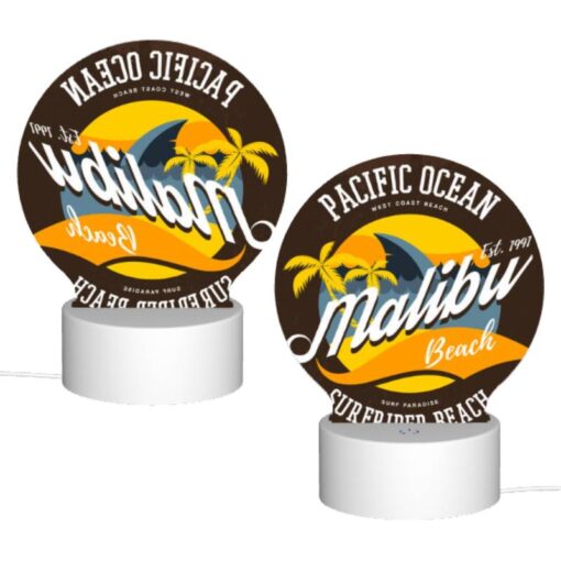 Round Acrylic Night Light, A Logo For Malibu Surf Rider Beach. -Acrylic Night Light Shop 32ff43b99cc386fb2c40d015a2ac4aaa393dbfa3