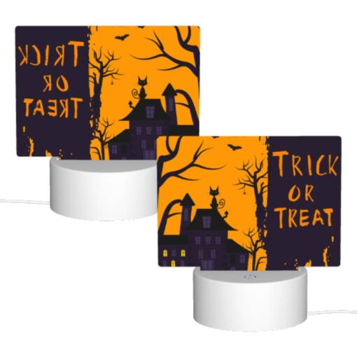 Rectangular Acrylic Night Light, A Halloween Themed Poster With A House And A Tree. -Acrylic Night Light Shop 3336b1420d0dc0ff0e83b7e7ddc7dbc5c3e667cd