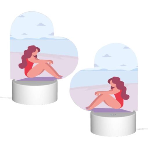 Love Acrylic Night Light, A Woman In A Red Bathing Suit Is Sitting On The Beach. -Acrylic Night Light Shop 3355d77535f16c3768f263bf7b24b10e0a02b13c