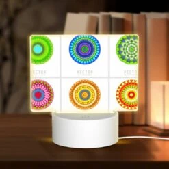 Rectangular Acrylic Night Light, A Collection Of Colorful Geometric Patterns.