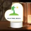 Love Acrylic Night Light, A Green And White Image Of A Palm Tree And Sun On A Beach.