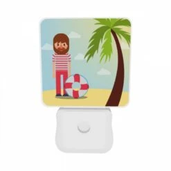 Night Light Set Of 2, A Man With A Beard And Mustache Is Standing On A Beach With A Frisbee. -Acrylic Night Light Shop 343049073ce6ce04071439ef6f865a9dbde9faf3