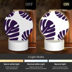 Round Acrylic Night Light, A Pattern Of Leaves On A White Background. -Acrylic Night Light Shop 34515de2d47f336f00de786923e907c2324d0693