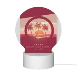 Round Acrylic Night Light, A Poster Of A Beach Resort With A Sunset In The Background. -Acrylic Night Light Shop 34b140e28eb67cf86e729c410a7853372cf6625e
