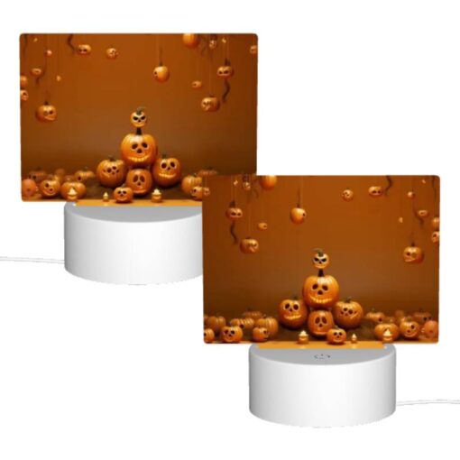 Rectangular Acrylic Night Light, A Bunch Of Pumpkins Are Hanging From Strings -Acrylic Night Light Shop 3540b904fdfb0d155e05496610fbac96aafd0cff