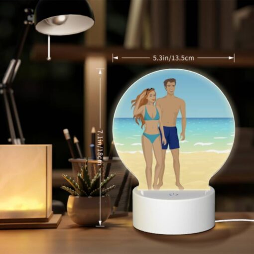 Round Acrylic Night Light, A Man And A Woman Are Walking On The Beach. -Acrylic Night Light Shop 354a241f070d498915bb2892352144dea7335451