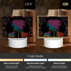Rectangular Acrylic Night Light, A Colorful Image Of A Palm Tree With A Rainbow Background. 2 Rectangular Acrylic Night Light, A Colorful Image Of A Palm Tree With A Rainbow Background. -Acrylic Night Light Shop 3555be42f5e15557dcd12ec7165722f50f312b4e