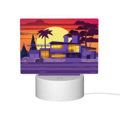 Rectangular Acrylic Night Light, A House With A Purple Roof And A Sunset In The Background. -Acrylic Night Light Shop 3589f0237d50865be3cb50ead951f11f458cacfc