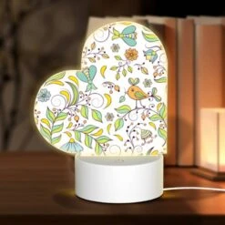 Love Acrylic Night Light, A Colorful Floral Pattern With A Bird In The Center.