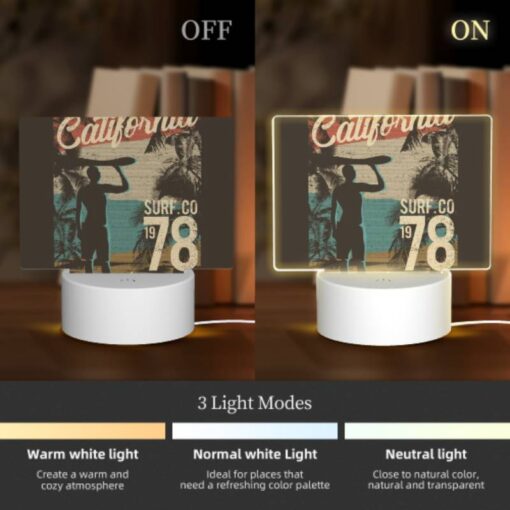 Rectangular Acrylic Night Light, A Man Is Holding A Surfboard Over His Head. -Acrylic Night Light Shop 35e6a315b60ab05acf8423ae07675bde7b7d4130