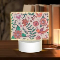 Rectangular Acrylic Night Light, A Colorful Bird Is Sitting On A Branch.