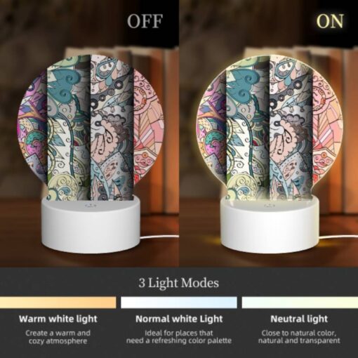 Round Acrylic Night Light, Four Different Colored Designs Of Swirls And Patterns. -Acrylic Night Light Shop 36338a2576c0e481523b2b9b1790d6d4a2ffb64e
