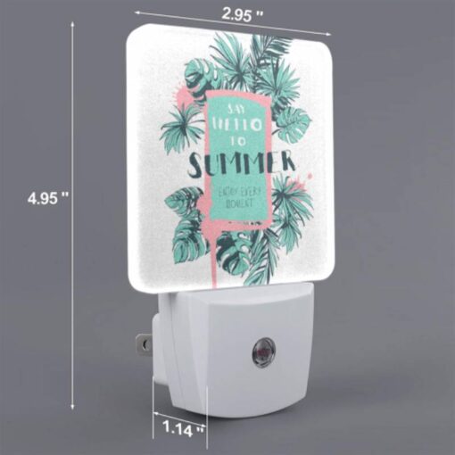 Night Light, A Colorful Poster That Says "Say Hello To Summer" With A Palm Tree On It. -Acrylic Night Light Shop 364a68fcab82e04b8e944f246891586b03cdbd44