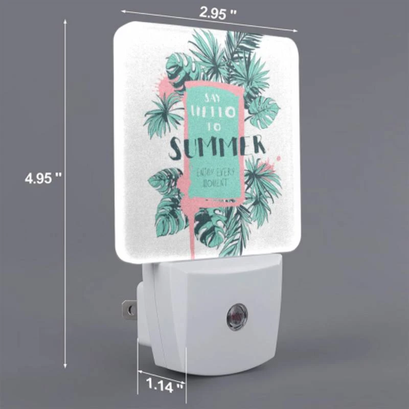 Night Light, A colorful poster that says "Say Hello to Summer" with a palm tree on it. Night Light, A Colorful Poster That Says "Say Hello To Summer" With A Palm Tree On It. -Acrylic Night Light Shop 364a68fcab82e04b8e944f246891586b03cdbd44