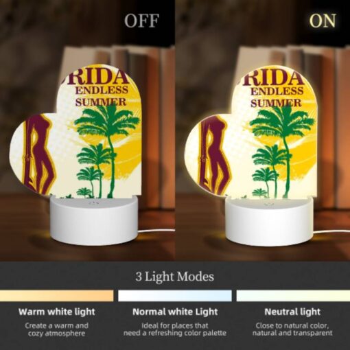 Love Acrylic Night Light, A Woman Is Holding A Surfboard In Front Of A Tropical Beach. -Acrylic Night Light Shop 36672191f9c1b63d6ee18b830a0f888a0b45af77