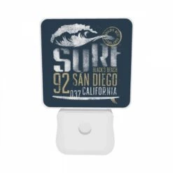 Night Light Set Of 2, A Surfboard With The Words "92 San Diego" Written On It. -Acrylic Night Light Shop 3678acb1b951b997cc6db66492f7563f306fa536