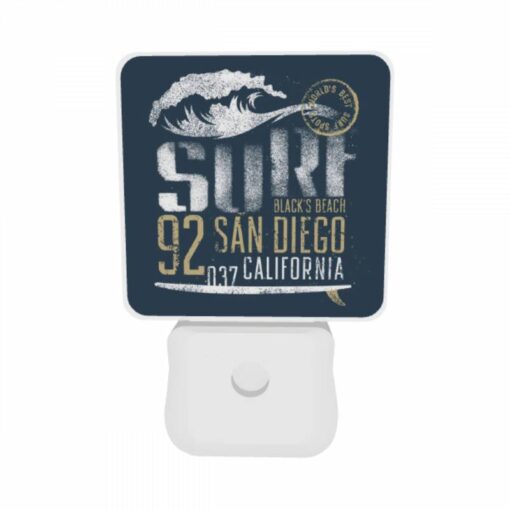Night Light Set Of 2, A Surfboard With The Words "92 San Diego" Written On It. -Acrylic Night Light Shop 3678acb1b951b997cc6db66492f7563f306fa536