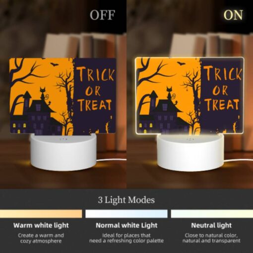 Rectangular Acrylic Night Light, A Halloween Themed Poster With A House And A Tree. -Acrylic Night Light Shop 3698fc633a423d7728aa31dc7e5aec3296484972
