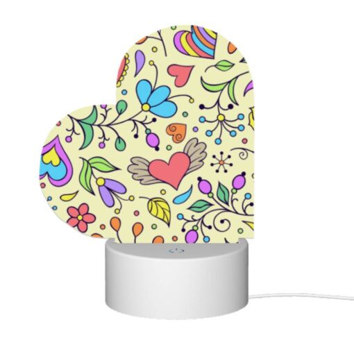 Love Acrylic Night Light, A Colorful Floral Pattern With Hearts And Flowers. -Acrylic Night Light Shop 369a85df20342427b68a462920877d01a16fa490