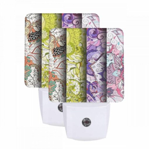 Night Light Set Of 2, Three Colorful Designs Of Flowers Are Displayed On A Wall. -Acrylic Night Light Shop 36bace3aef10aeec38d9a0c1b4953a02bcc4251e