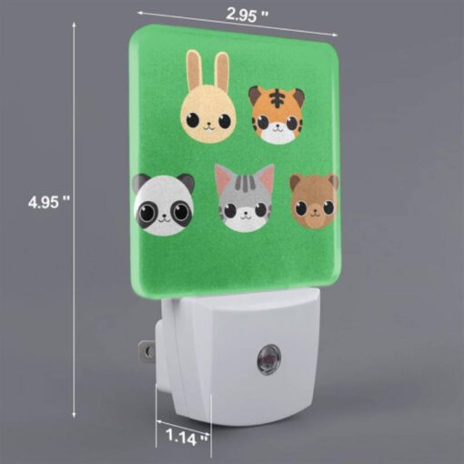 Night Light Set Of 2, Five Different Animal Heads Are Shown On A Green Background. -Acrylic Night Light Shop 36e9f72764757f3230190ca64177dceaef675856