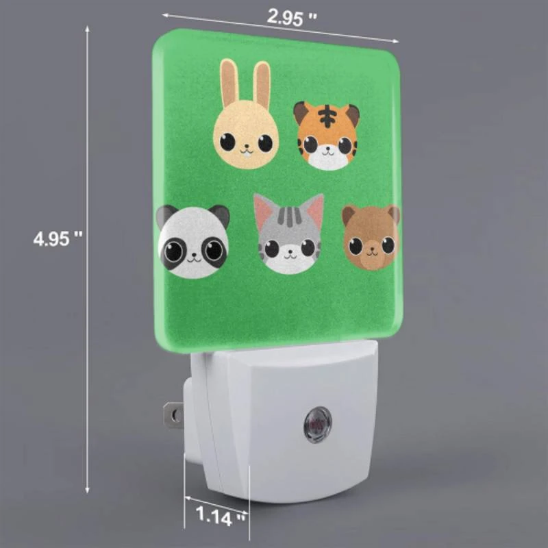 Night Light Set of 2, Five different animal heads are shown on a green background. Night Light Set Of 2, Five Different Animal Heads Are Shown On A Green Background. -Acrylic Night Light Shop 36e9f72764757f3230190ca64177dceaef675856