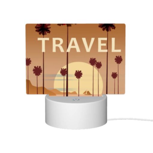 Rectangular Acrylic Night Light, A Bus Is Parked In Front Of A Beach With Palm Trees In The Background. -Acrylic Night Light Shop 3789ea4dd7c108a7da504e2242dd46c8e38a16c5