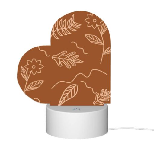 Love Acrylic Night Light, A Drawing Of Leaves And Flowers On A Brown Background. -Acrylic Night Light Shop 37c62115a4a906f128b95c95006e200b69a1e148