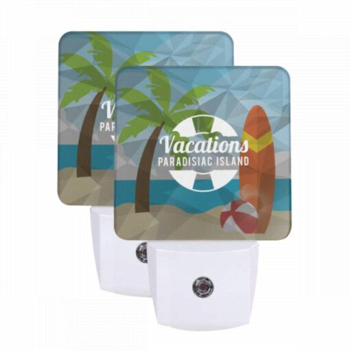 Night Light Set Of 2, A Vacations Logo With A Palm Tree And A Surfboard. -Acrylic Night Light Shop 3805cf244104b1ad3d820e086441afd03cc77bfe