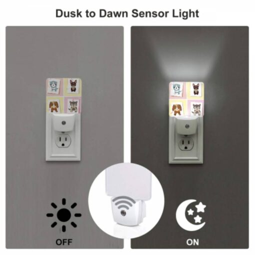 Night Light Set Of 2, Four Different Colored Dog Pictures Are On A Yellow Background. -Acrylic Night Light Shop 3867bfc19b0996547b1dd4205eb5a150695efc20