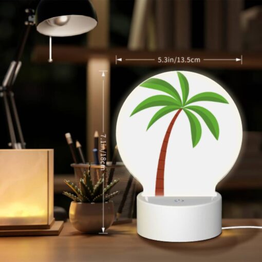 Round Acrylic Night Light, A Green And Brown Palm Tree. -Acrylic Night Light Shop 386b0e3d716c61aacda5994c351b4044c519920f