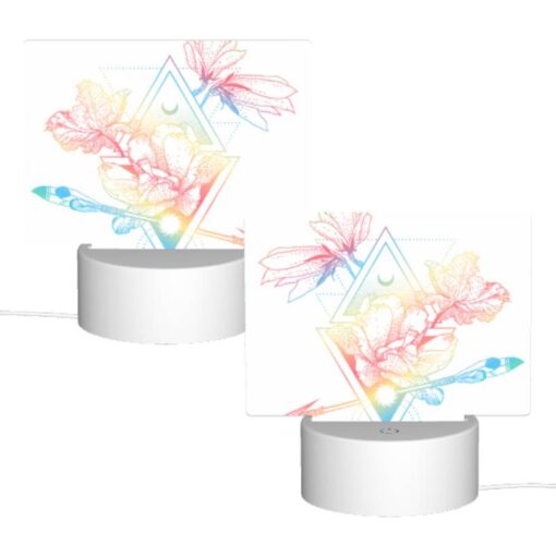Rectangular Acrylic Night Light, A Colorful Flower With A Green Stem And A Blue Arrow. -Acrylic Night Light Shop 39037a5f5510f825c3b4ebd10945287e63ee3e2d