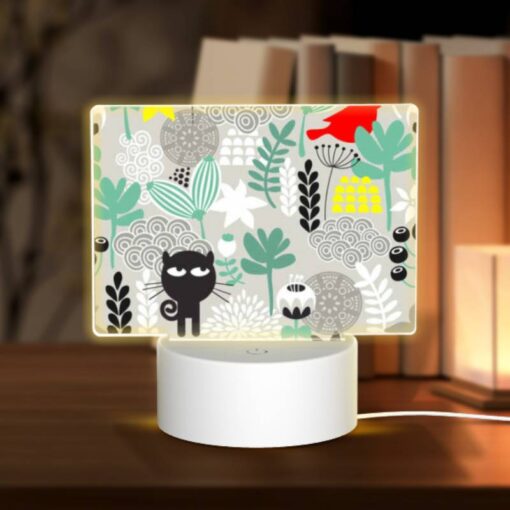 Rectangular Acrylic Night Light, A Black Cat With A Yellow Bird On Its Head. -Acrylic Night Light Shop 392a6d9a94047a4afbd014d576e81543c0c154d9