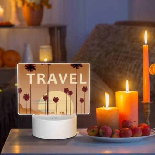 Rectangular Acrylic Night Light, A Bus Is Parked In Front Of A Beach With Palm Trees In The Background. -Acrylic Night Light Shop 396fb67597f8c428c36acad0b077915dffe0d334
