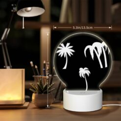 Round Acrylic Night Light, Three Palm Trees Are Shown In Silhouette Against A Black Background. -Acrylic Night Light Shop 399e9a03566d7f9398b8069defd3696e5edc6baf