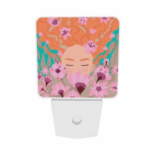 Night Light Set Of 2, A Woman With Red Hair Is Surrounded By Flowers. -Acrylic Night Light Shop 39d1a12fc63f5dfcf82285f42adf890f29ec294b